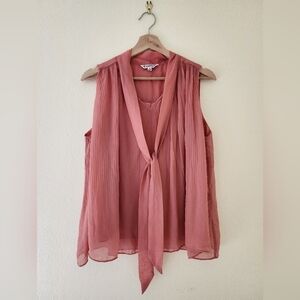 Nanette Lepore Pink Sleeveless Tie Front Blouse